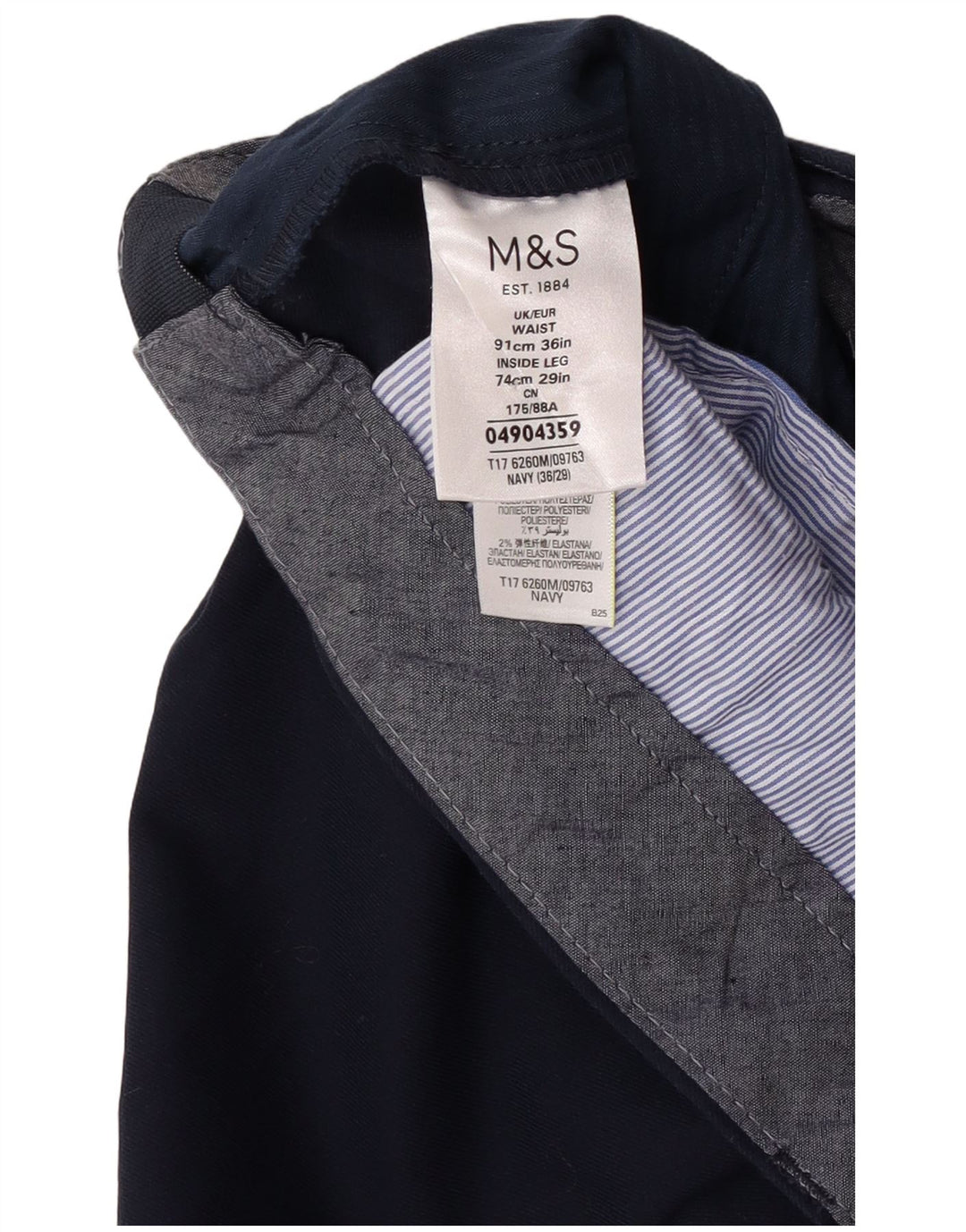 Ανδρικό ίσιο παντελόνι Marks & Spencer W36 L27 Navy Blue Polyester