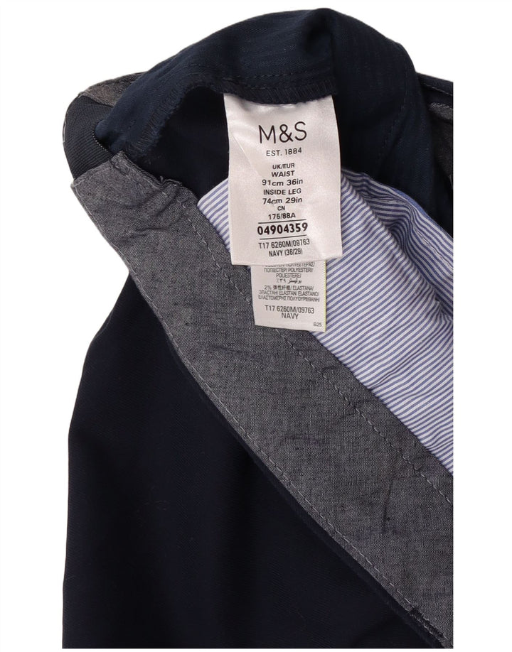 Ανδρικό ίσιο παντελόνι Marks & Spencer W36 L27 Navy Blue Polyester