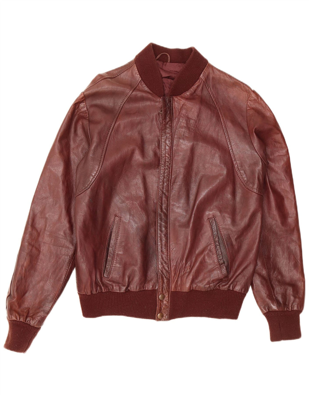 C&A Ανδρικό Δερμάτινο Μπουφάν UK 38 Medium Burgundy Leather