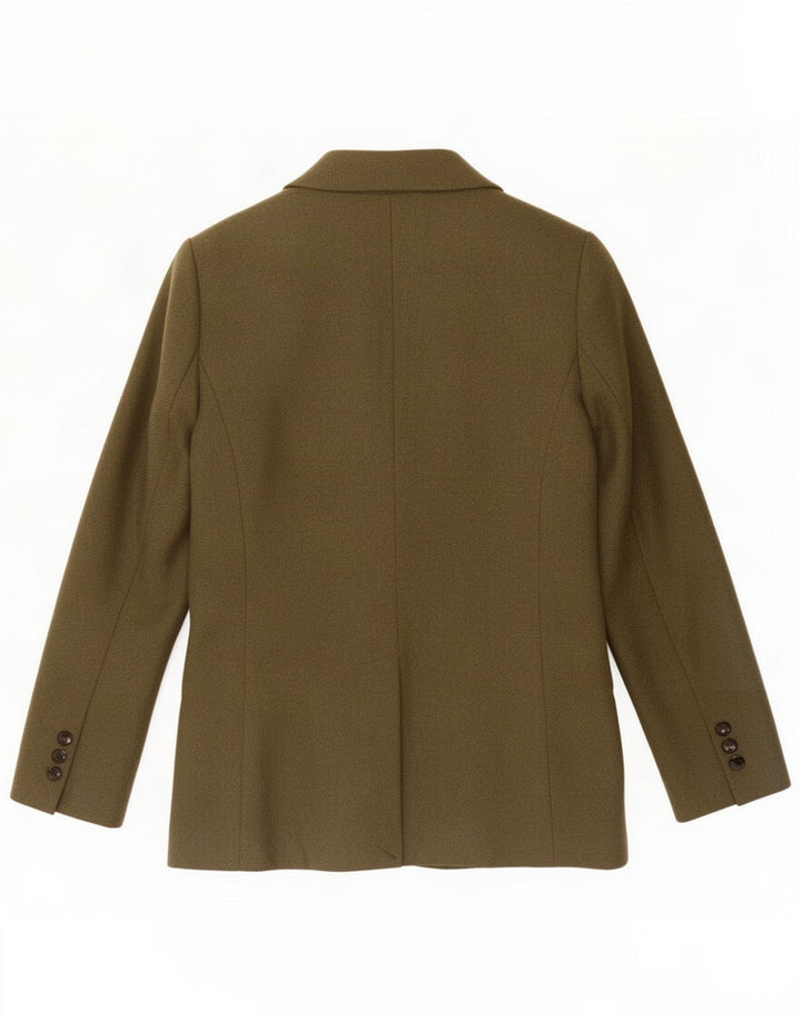 Stefanel Womens 2 Button Jacket Blazer IT 40 Small Khaki Wool