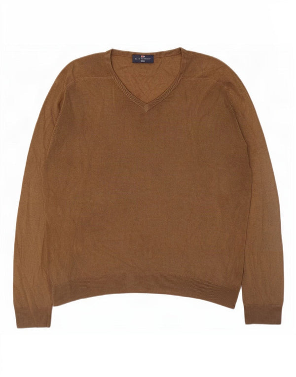 Ανδρικό πουλόβερ Marks & Spencer Blue Harbour με V-Neck Jumper Medium Beige