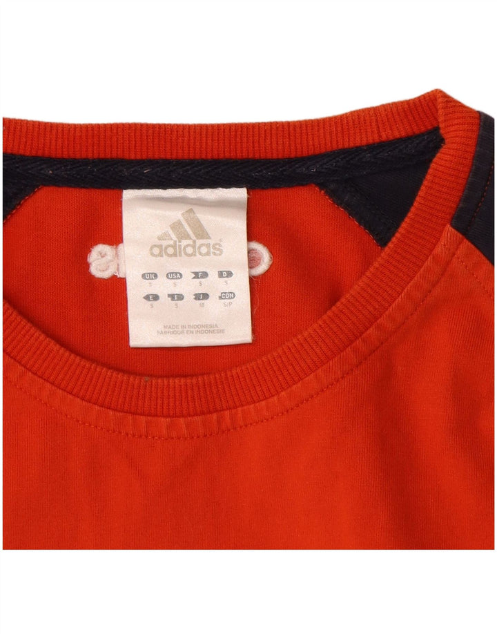 Ανδρικό γραφικό τοπ ADIDAS, μακρυμάνικο, μικρό πορτοκαλί, βαμβακερό μπλοκ