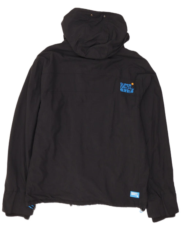 SUPERDRY Ανδρικό Windcheater Hooded Windbreaker Jacket UK 42 XL Black Nylon