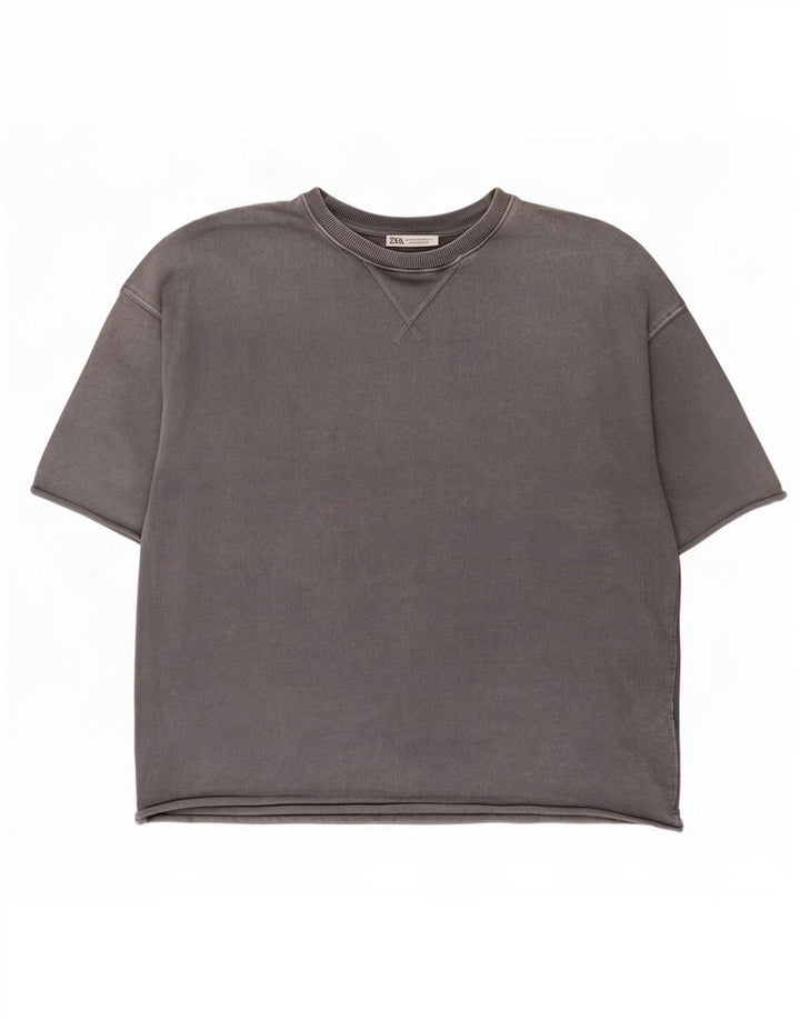 Ανδρικό T-Shirt Zara Τοπ μεσαίο γκρι βαμβακερό