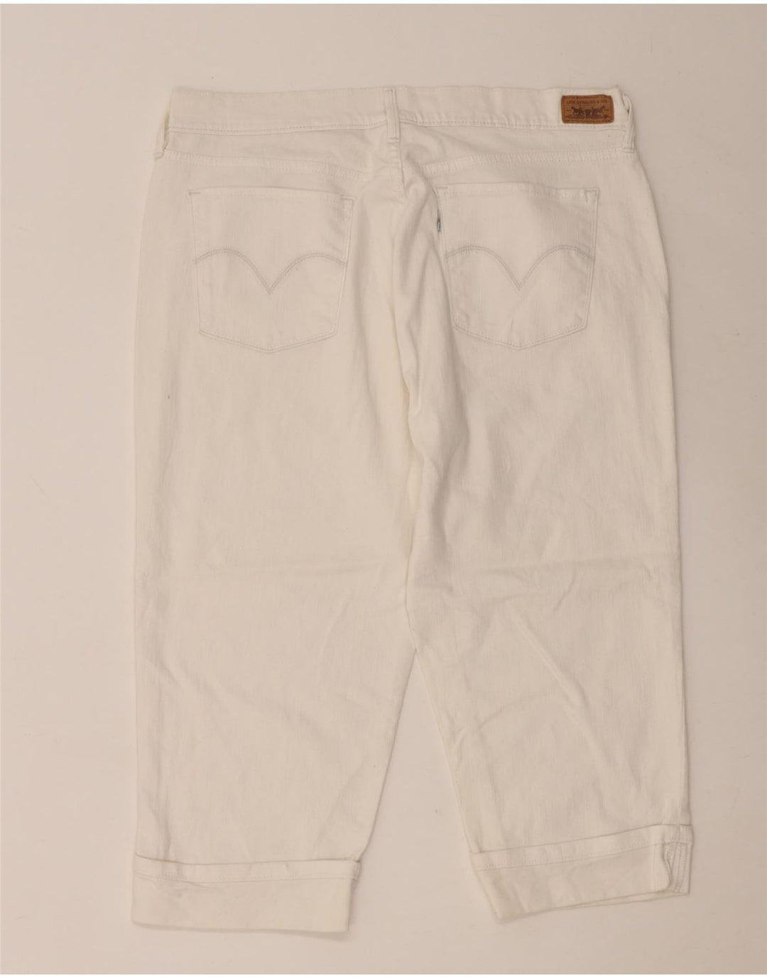 LEVI'S Γυναικείο 515 Capri Jeans US 14 Large W36 L20 Λευκό βαμβακερό