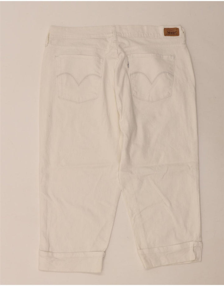 LEVI'S Γυναικείο 515 Capri Jeans US 14 Large W36 L20 Λευκό βαμβακερό