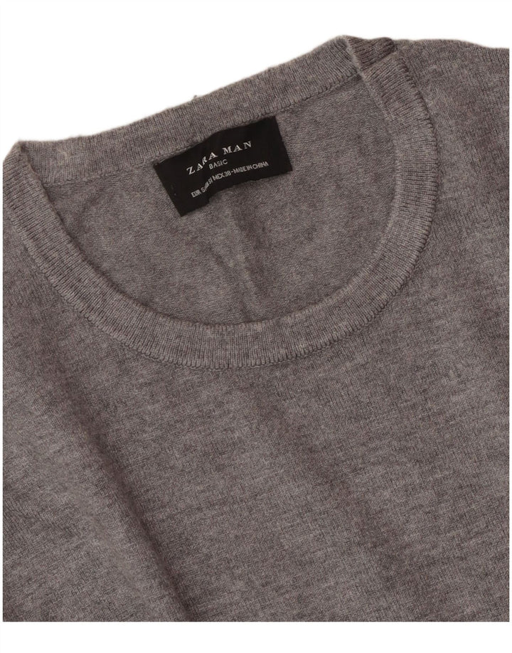 Ανδρικό πουλόβερ ZARA Crew Neck Jumper Small Grey