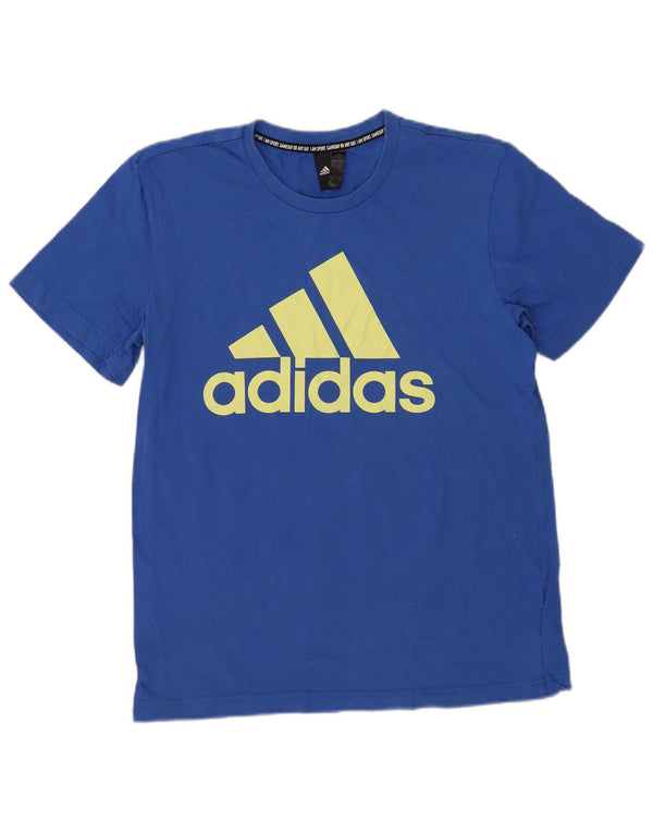 Ανδρικό γραφικό T-Shirt Adidas Top από μεσαίο μπλε βαμβακερό