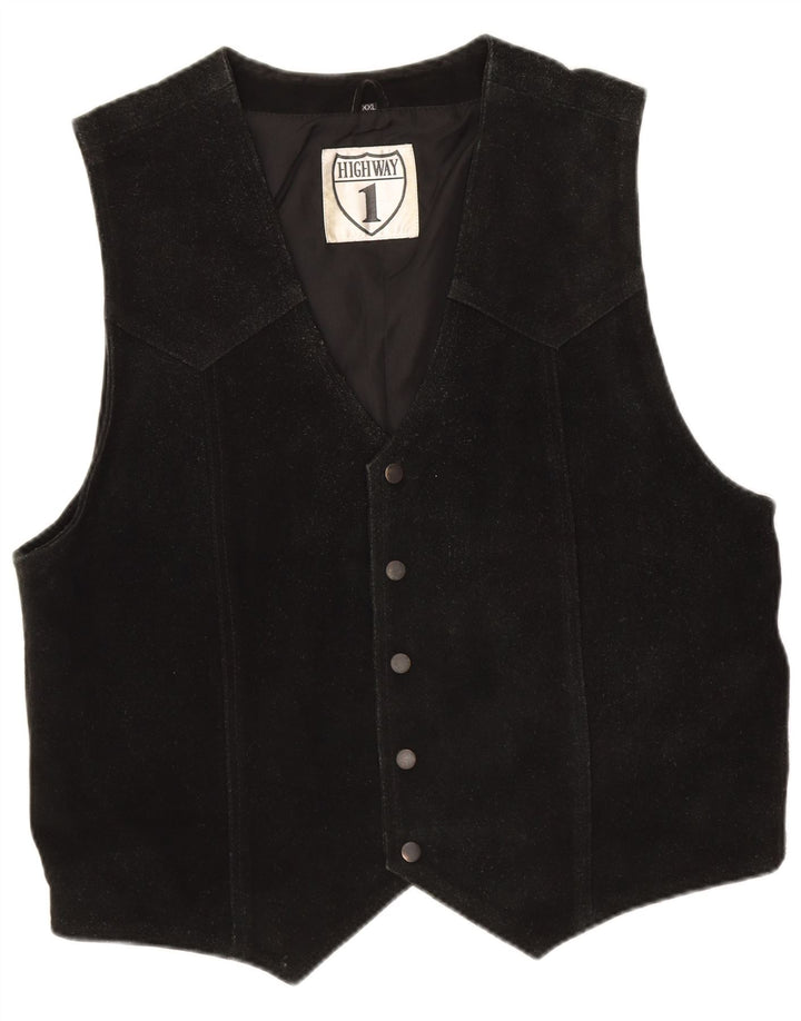 Highway 1 Ανδρικό Suede Γιλέκο 2XL Μαύρο Δερμάτινο