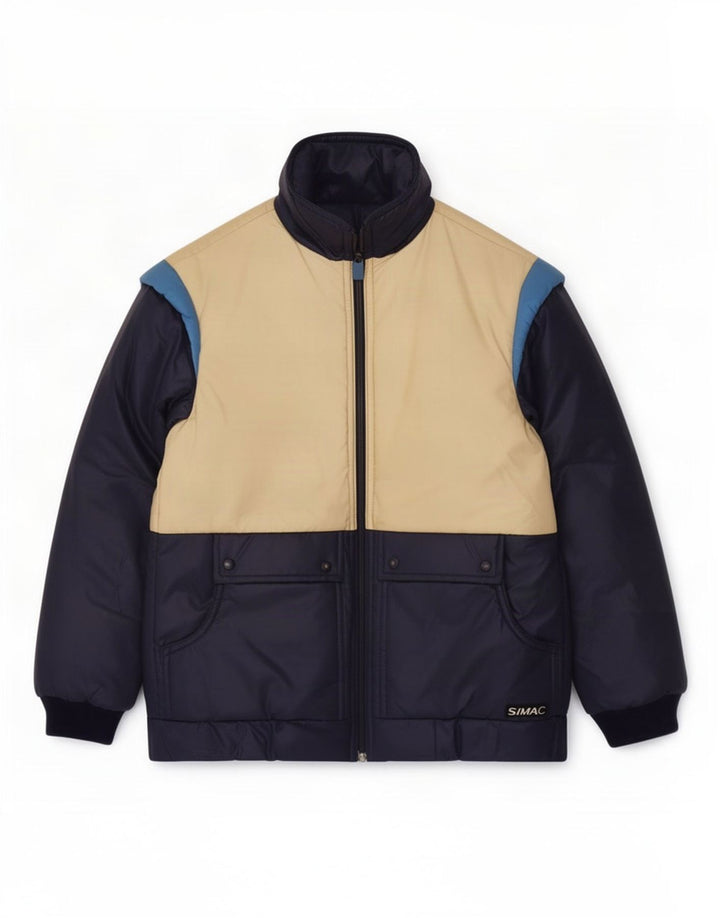 Vintage ανδρικό μπουφάν με επένδυση UK 36 Small Navy Blue Colorblock Πολυαμίδιο