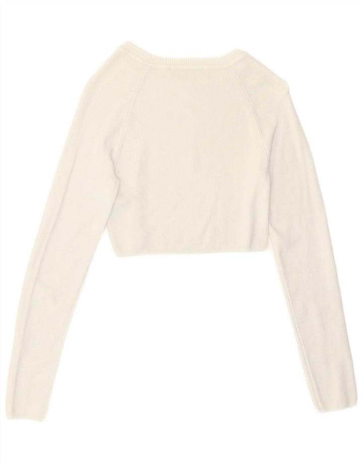 Pull & Bear Γυναικείο Crop Μακρυμάνικο UK 8 Μικρή Λευκή Βισκόζη