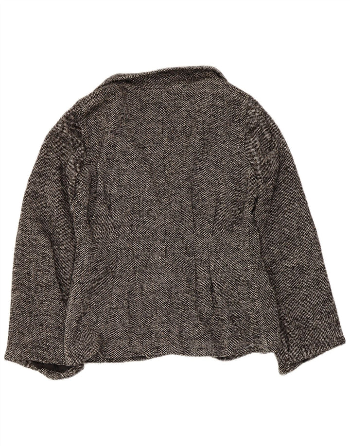 Zara Γυναικείο Open Blazer Jacket UK 10 Small Grey Flecked Wool