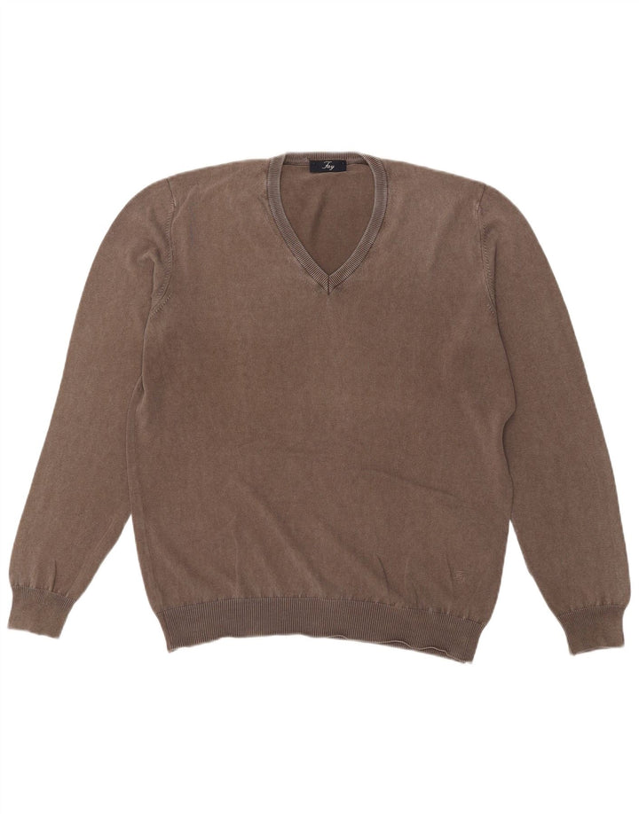 Ανδρικό πουλόβερ Fay V-Neck Jumper IT 50 Μεσαίο Γκρι Βαμβακερό