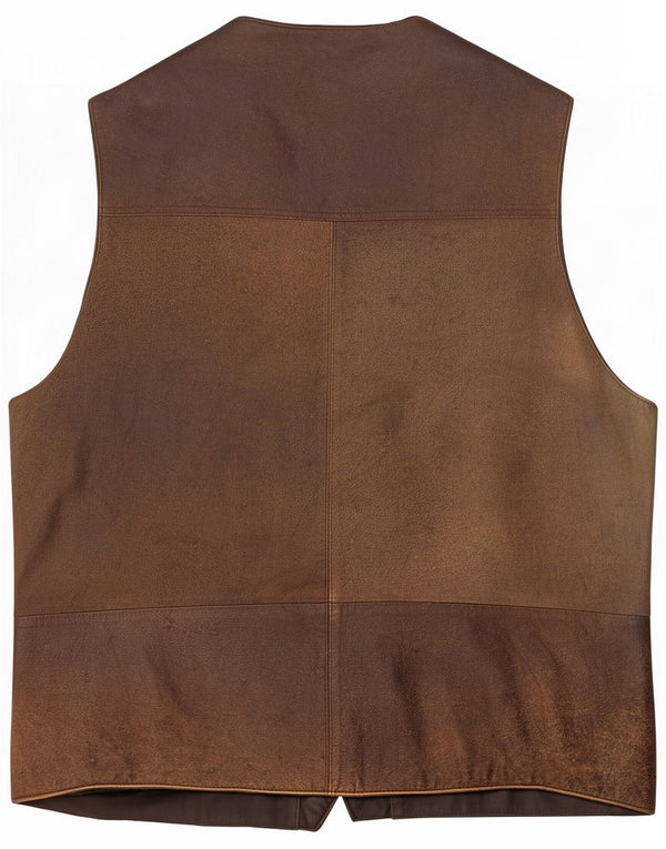 Vintage Ανδρικά Δερμάτινα Gilet UK 44 2XL Brown