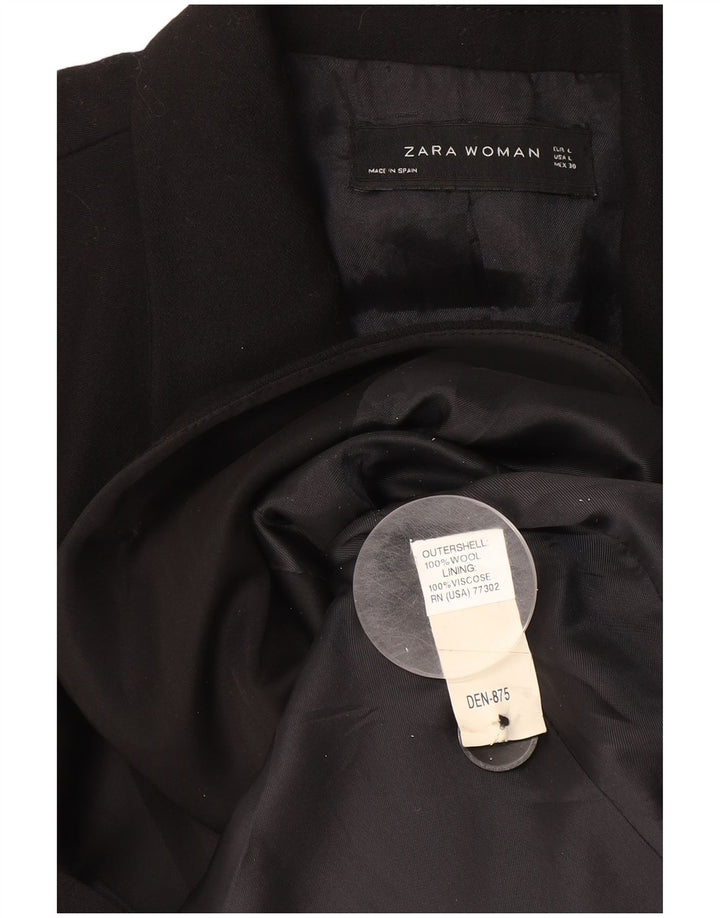 Zara Γυναικείο σακάκι 1 κουμπιού blazer UK 16 μεγάλο μαύρο μαλλί