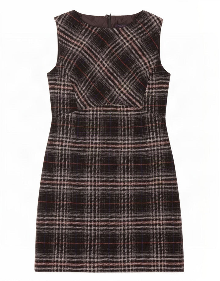 Marks & Spencer Γυναικείο Αμάνικο Φόρεμα Shift UK 12 Μεσαίο μαύρο καρό