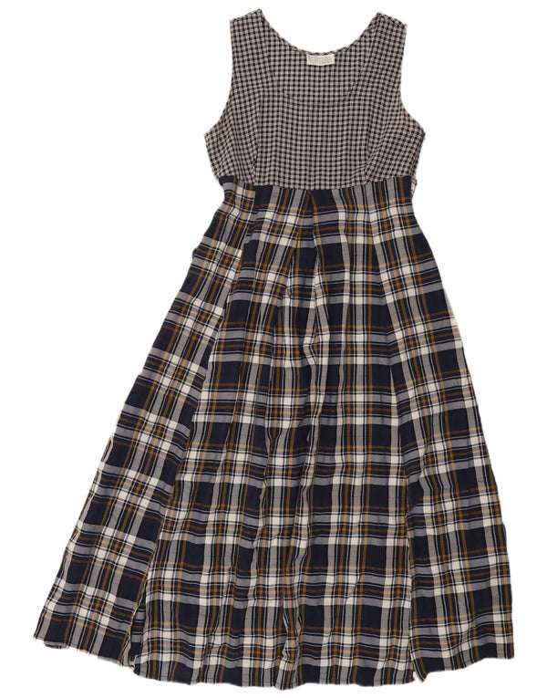 Γυναικείο Αμάνικο Maxi Φόρεμα Cinzia UK 12 Medium Navy Blue Check