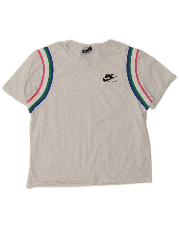 Γυναικείο T-Shirt Nike Top UK 16 Large Grey Colourblock Βαμβακερό