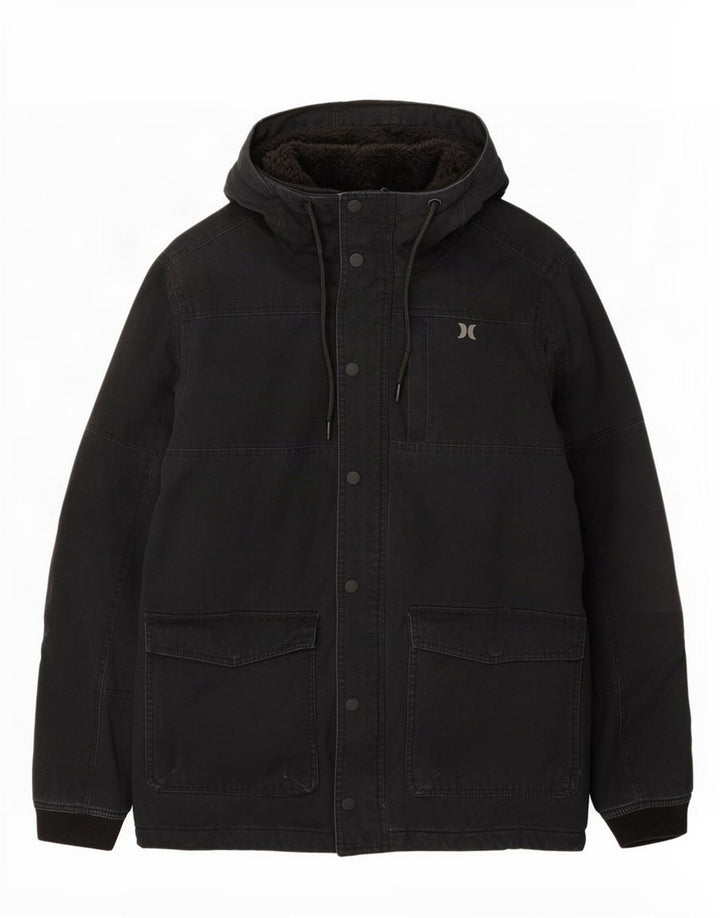Ανδρικό μπουφάν Parka με κουκούλα Hurley UK 36 Small μαύρο βαμβακερό