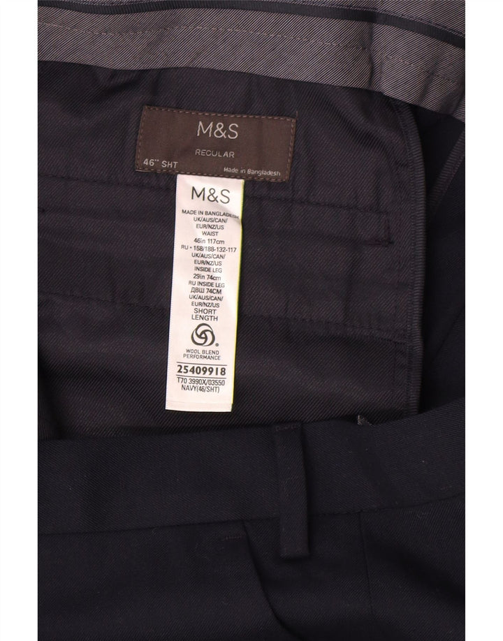 Marks & Spencer Ανδρικό κοντό παντελόνι με κανονική εφαρμογή W46 L29 Navy Blue