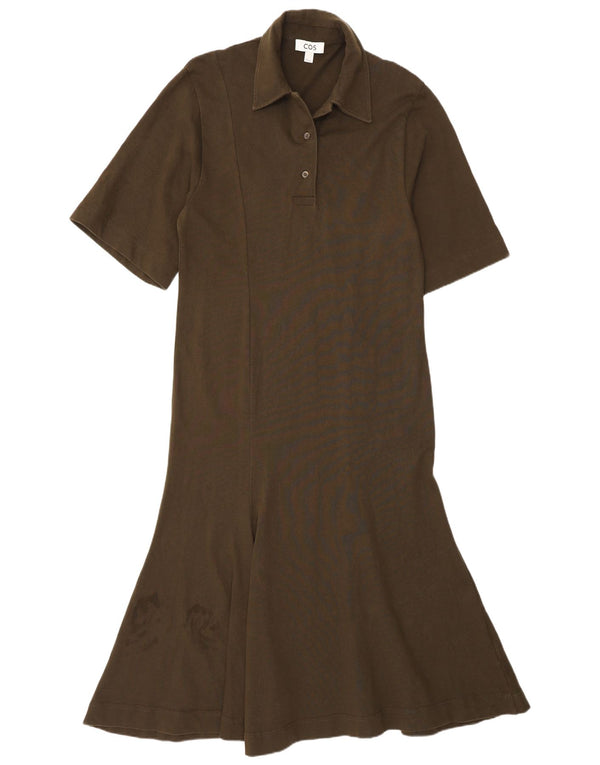 Cos Γυναικείο Maxi Polo Φόρεμα UK 10 Μικρό Χακί Βαμβακερό