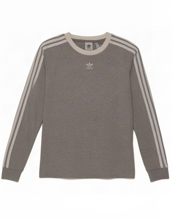 Adidas Γυναικείο τοπ μακρυμάνικο UK 10 Small γκρι βαμβακερό