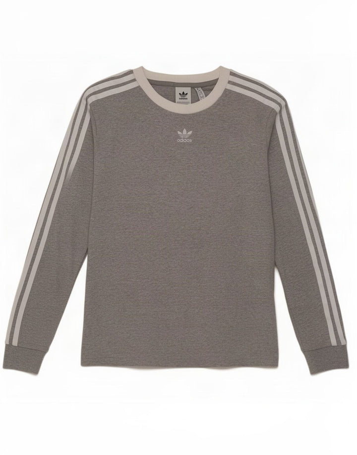 Adidas Γυναικείο τοπ μακρυμάνικο UK 10 Small γκρι βαμβακερό