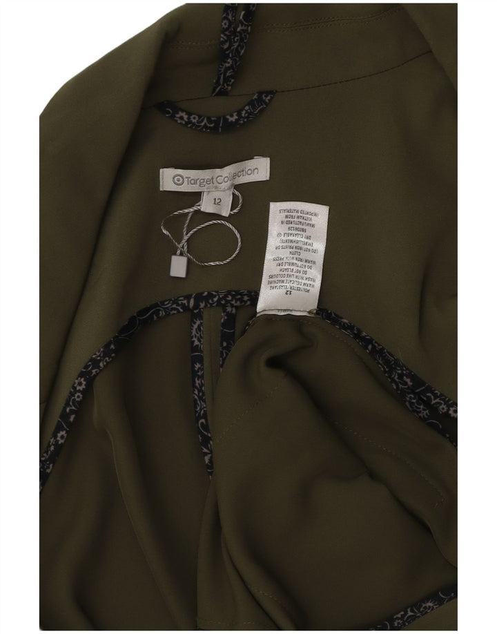 Vintage Γυναικείο Longline Longline Γιλέκο UK 12 Medium Khaki Polyester