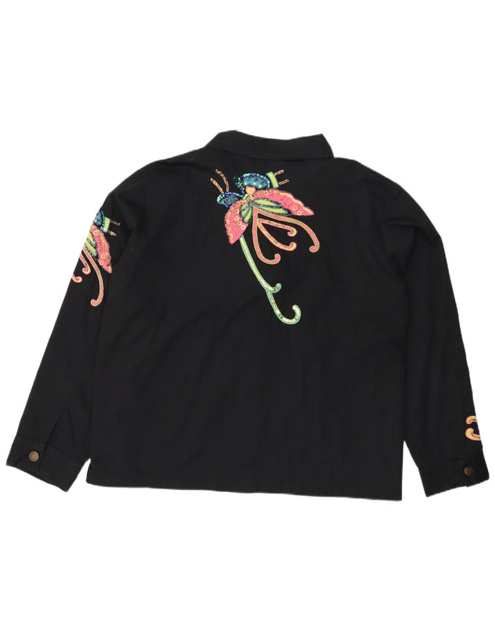 INDIGO MOON Γυναικείο υπερμεγέθη μπουφάν UK 22 3XL Black Butterfly