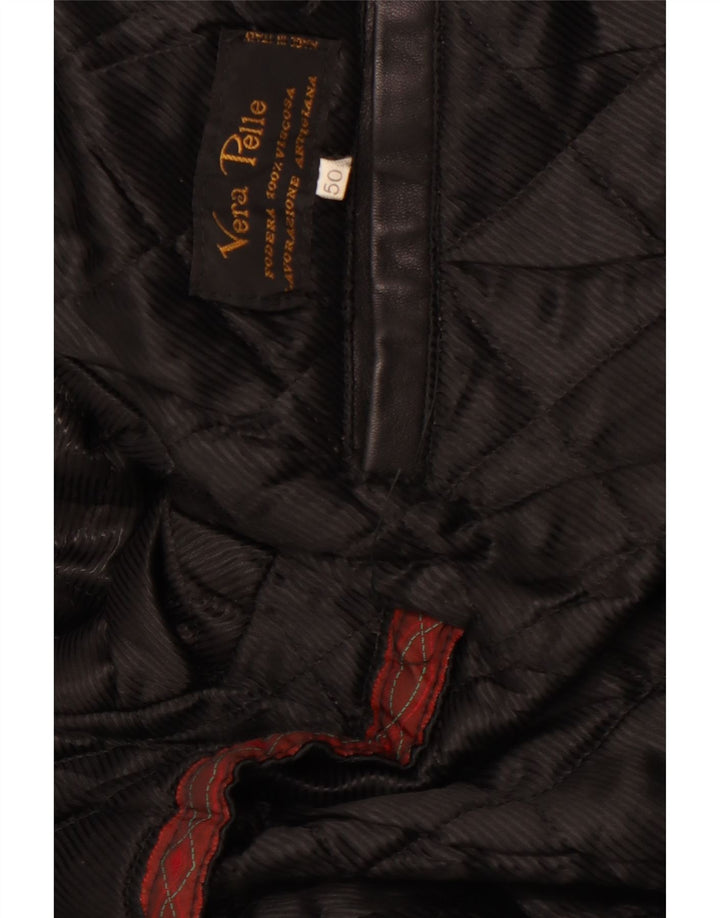 VINTAGE Ανδρικό Δερμάτινο Μπουφάν IT 50 Μεγάλο Δερμάτινο Μαύρο