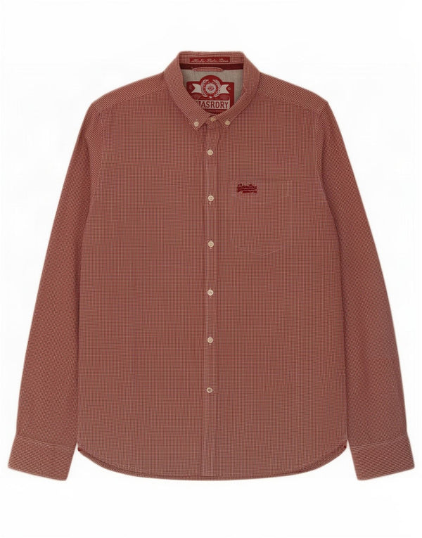 Superdry Mens Shirt Large Red Gingham Cotton