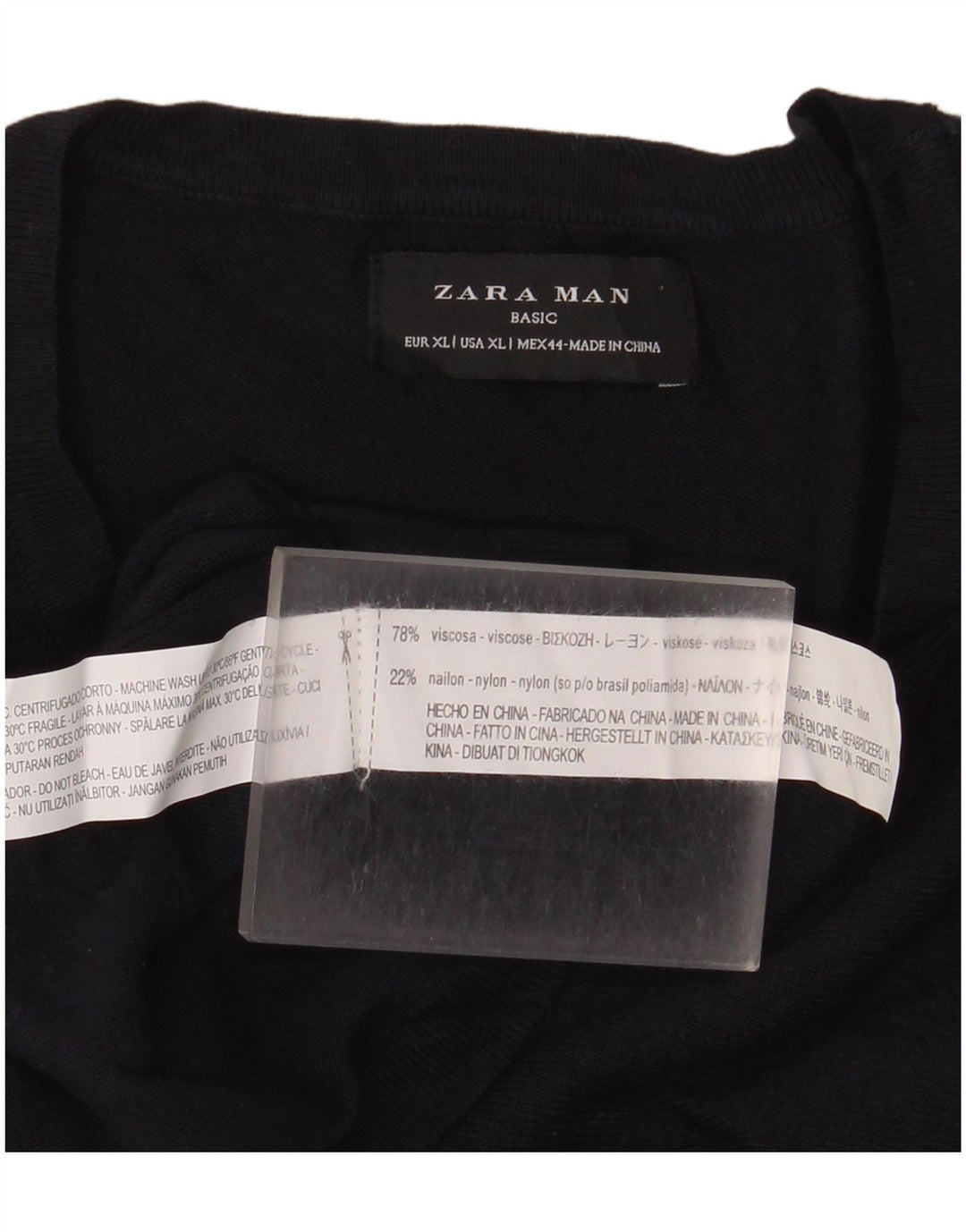 Ανδρικό πουλόβερ ZARA Crew Neck Jumper XL Navy Blue Viscose