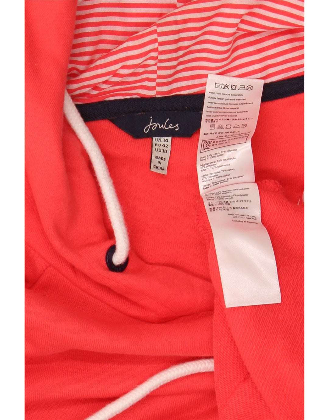 JOULES Γυναικείο Hoodie Jumper UK 14 Μεγάλο Βαμβακερό κόκκινο