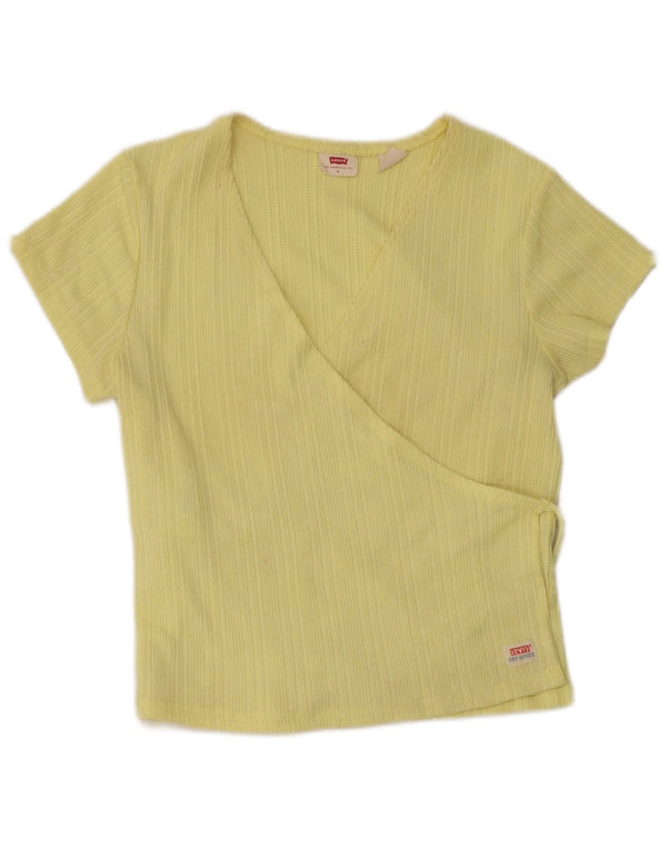 Levi's Womens Crop Cardigan Top UK 8 Small Yellow Cotton