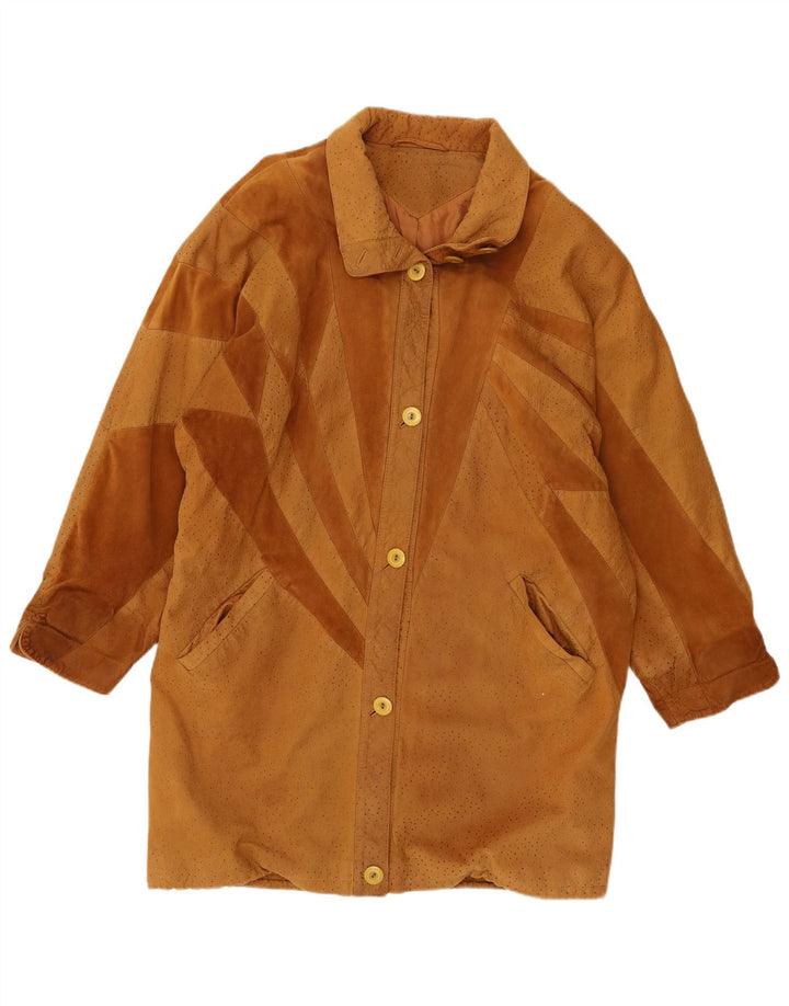 Barth Γυναικείο Σουέντ Πανωφόρι UK 16 Δερμάτινο Μεγάλο Καφέ