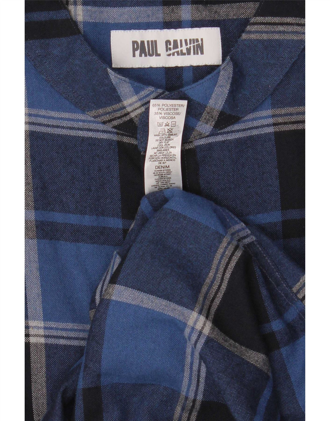Ανδρικό πουκάμισο Paul Galvin XL Blue Check Polyester