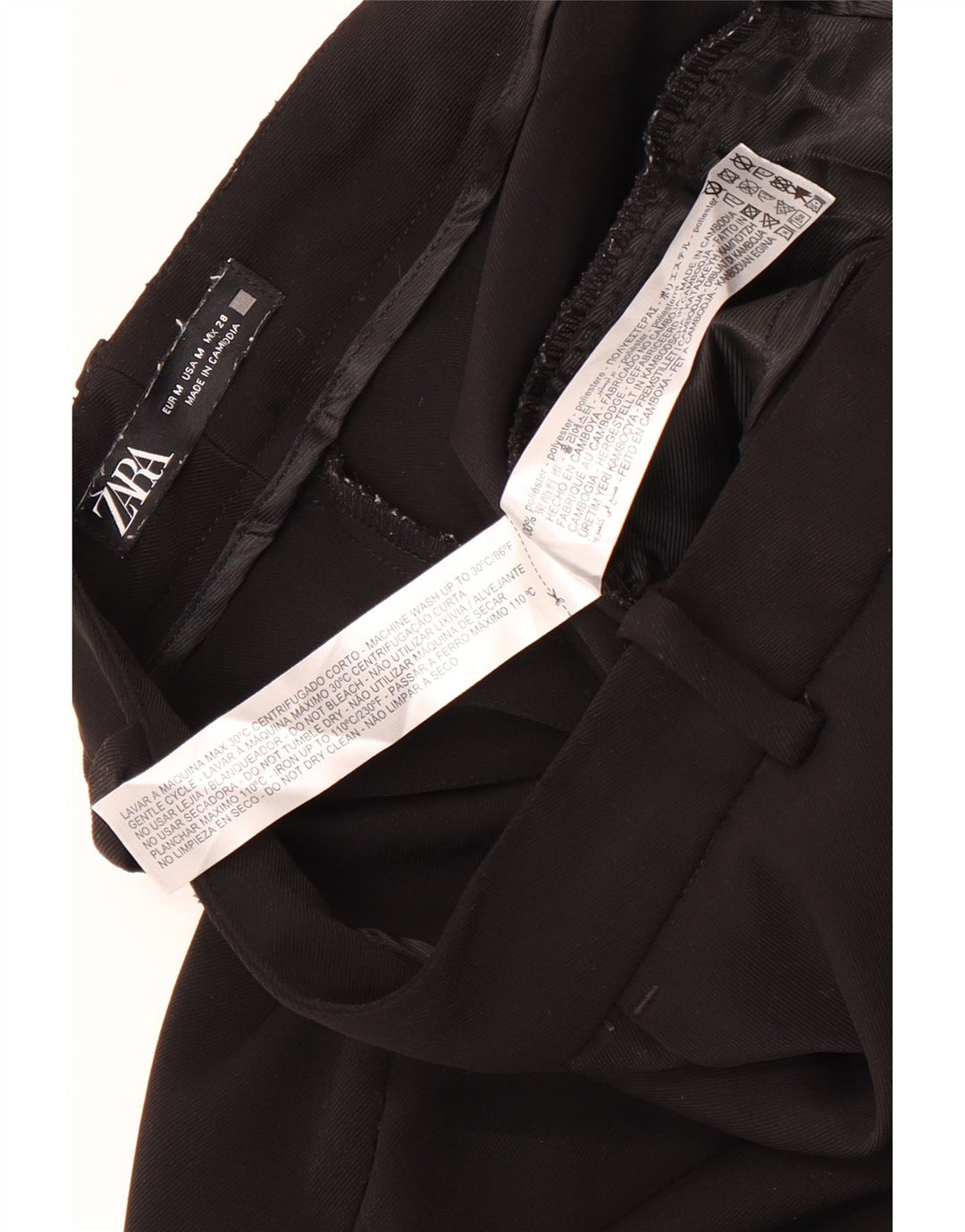 Zara Γυναικείο παντελόνι Chino με φαρδύ πόδι Medium W28 L29 Μαύρο Πολυεστέρας
