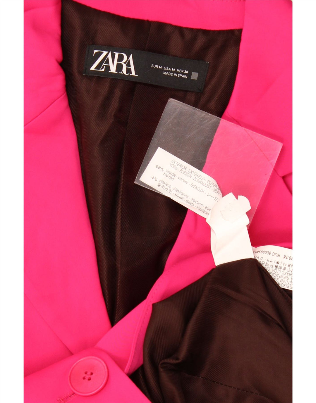 Zara Γυναικείο μπουφάν blazer UK 12 μεσαίου ροζ βισκόζης