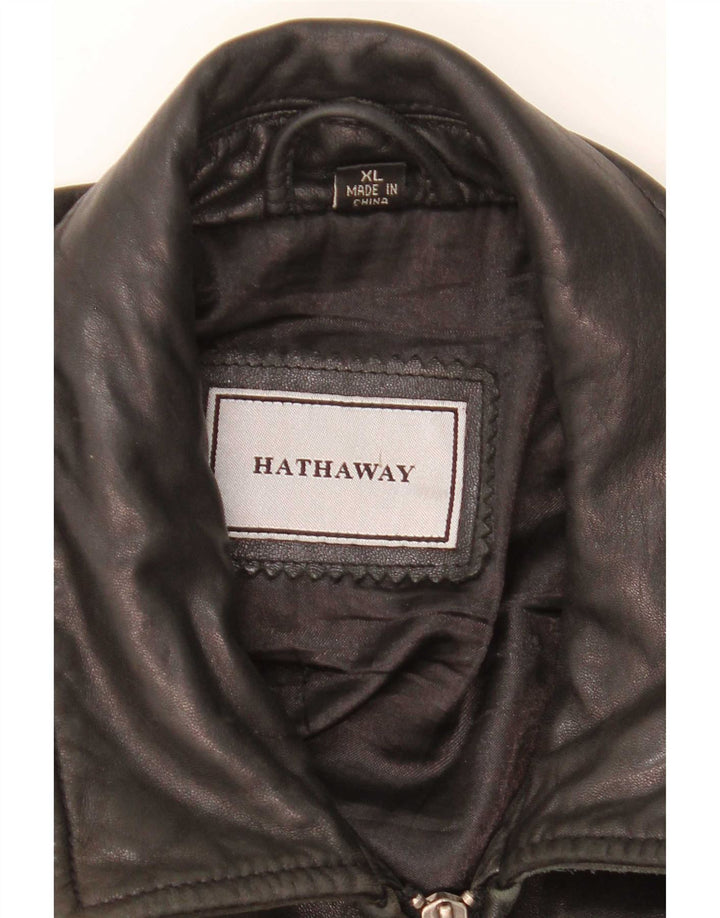 Hathaway Ανδρικό Δερμάτινο Μπουφάν UK 42 XL Μαύρο Δερμάτινο