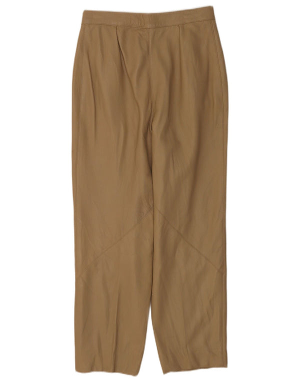 Vintage γυναικείο κωνικό δερμάτινο παντελόνι IT 44 Medium W26 L26 Beige Leather