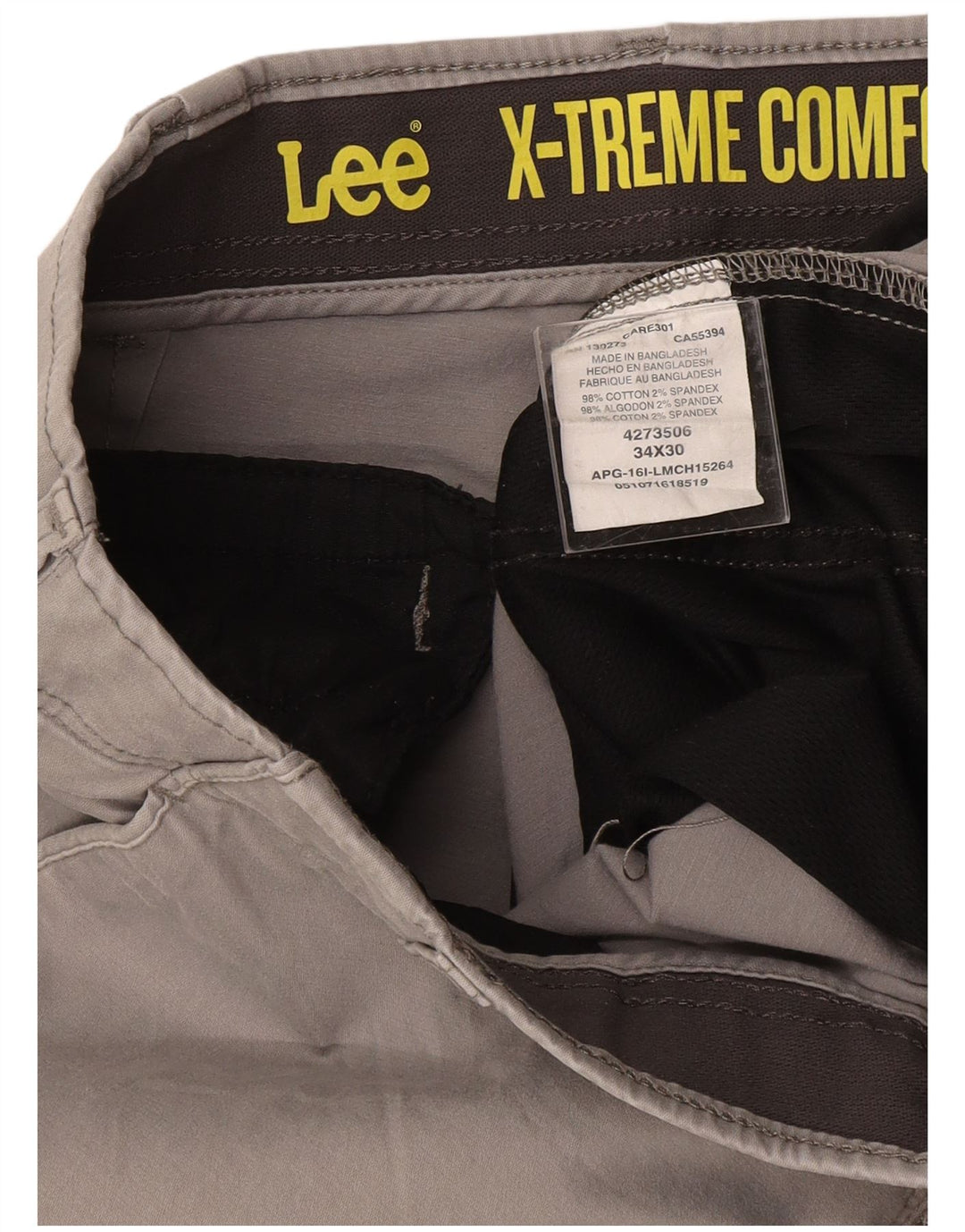 Lee Ανδρικό X-treme Comfort ίσιο παντελόνι Chino W34 L30 Γκρι βαμβακερό