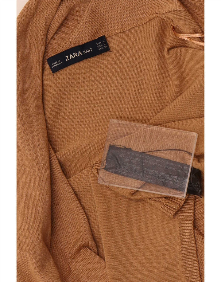 Zara Γυναικεία Ζακέτα πουλόβερ UK 12 μεσαία μπεζ βισκόζη