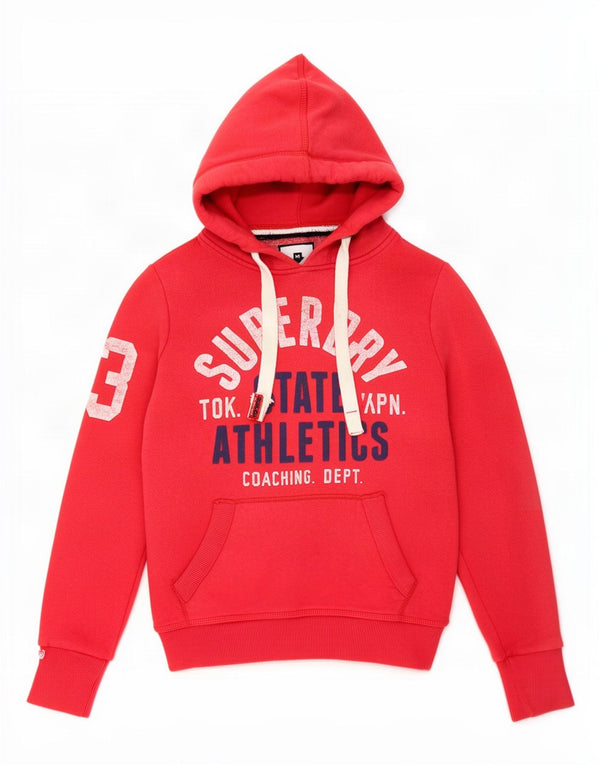 Superdry Γυναικείο Γραφικό Hoodie Jumper UK 6 XS Red Cotton