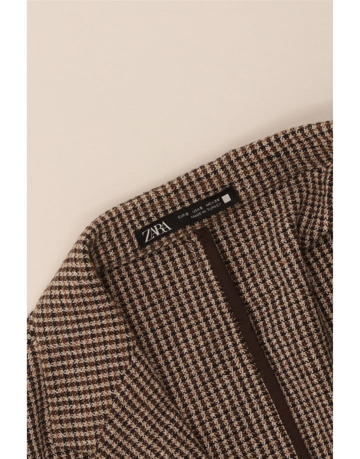 Zara Ανδρικό μπουφάν blazer UK 36 Small Brown Houndstooth