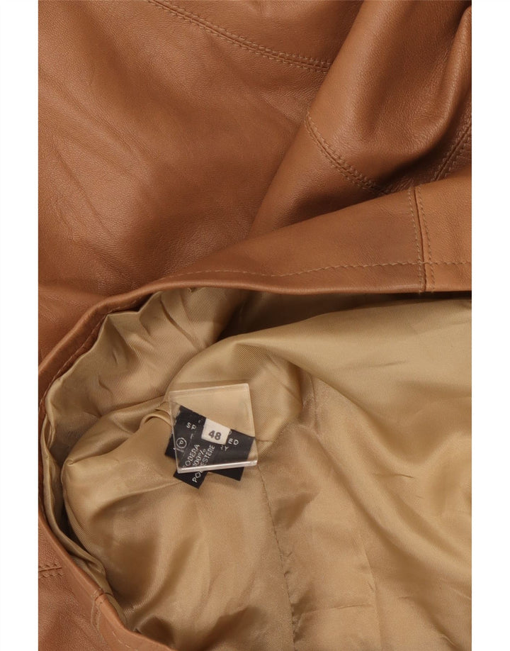 VINTAGE Γυναικείο Δερμάτινο Μπουφάν IT 48 XL Καφέ Δερμάτινο