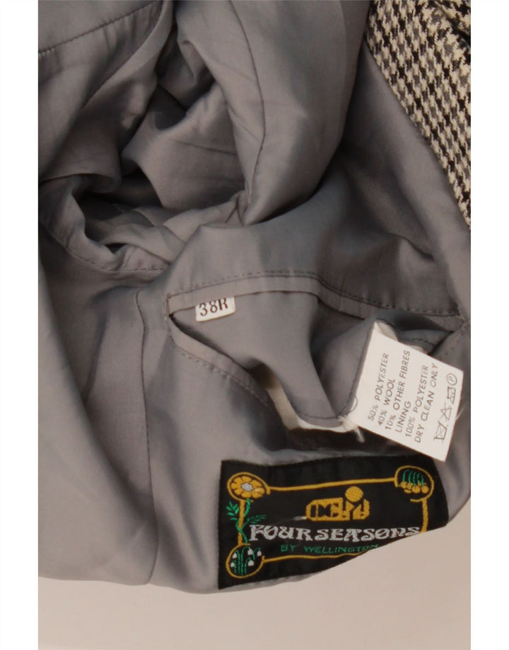 WELLINGTON Ανδρικό σακάκι σακάκι τεσσάρων εποχών UK 38 Medium Grey Houndstooth
