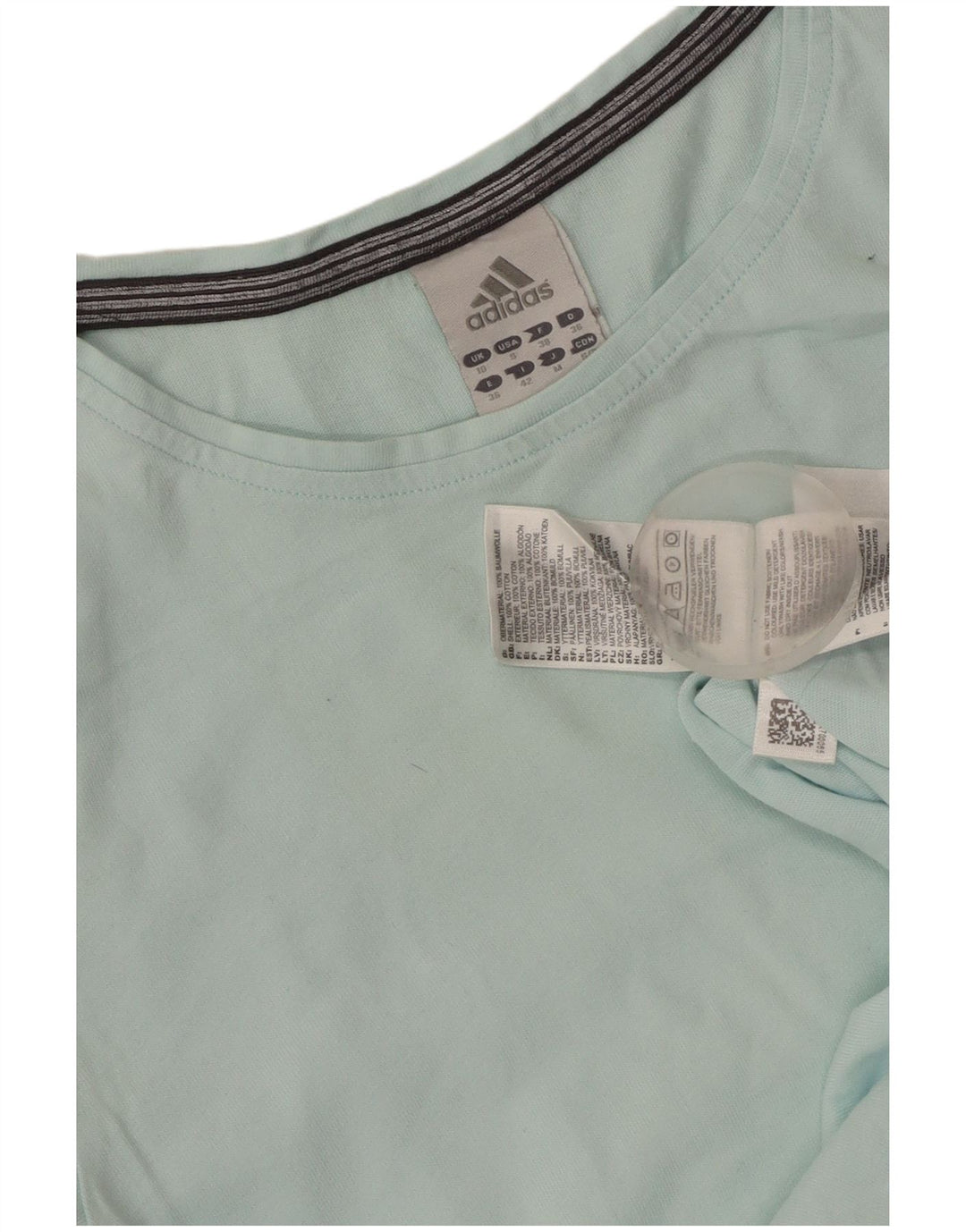 Γυναικείο τοπ ADIDAS Μακρυμάνικο UK 10 Small Blue βαμβακερό