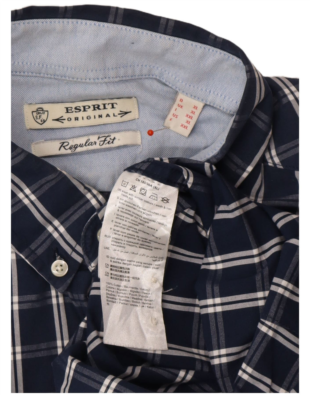 Ανδρικό πουκάμισο ESPRIT XL Navy Blue Check Cotton