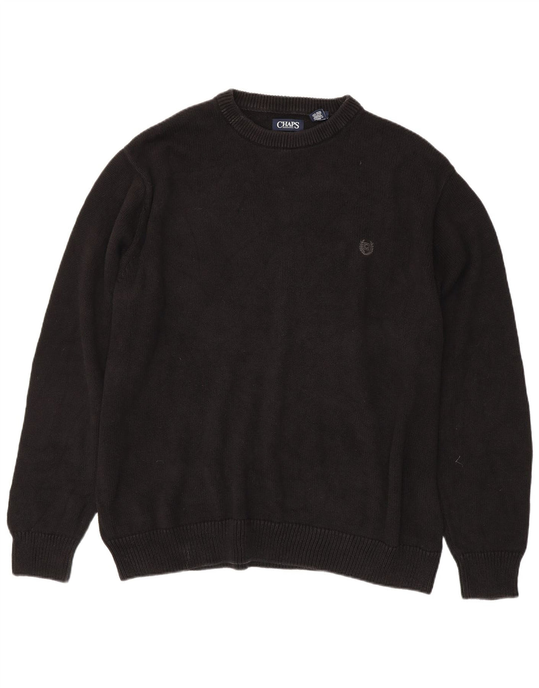 CHAPS Ανδρικό πουλόβερ με λαιμόκοψη 3XL μαύρο βαμβακερό