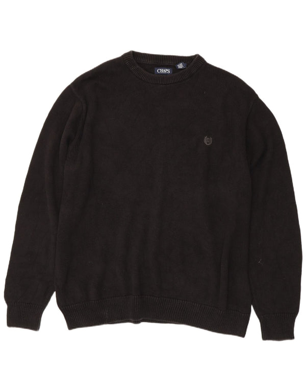 CHAPS Ανδρικό πουλόβερ με λαιμόκοψη 3XL μαύρο βαμβακερό